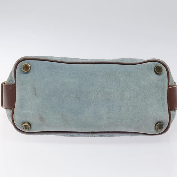 CELINE C Macadam Canvas Shoulder Bag Suede Leather Blue Gold - Picture 9 of 12